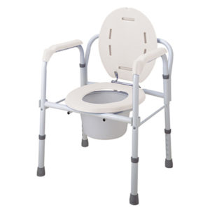 Steel Folding Commode Chair with Backrest, White Powder Coated | Eround HealthCare | Taiwan 