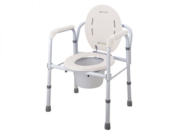 Steel Folding Commode Chair with Backrest, White Powder Coated | Eround HealthCare | Taiwan