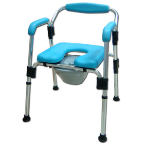 Dual Ports Tube Clamp Type Commode Chair with Backrest