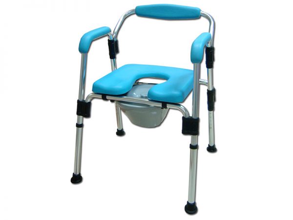 Dual Ports Tube Clamp Type Commode Chair with Backrest