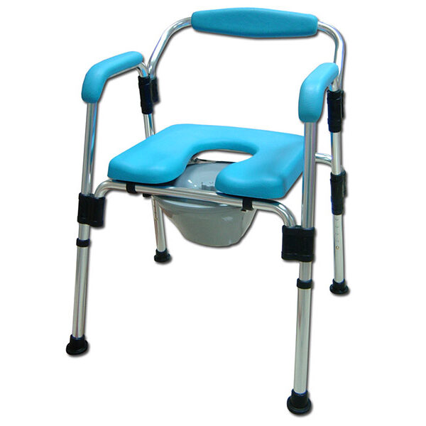 Dual Ports Tube Clamp Type Commode Chair with Backrest