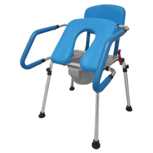 21" Aluminum Armrest Hip Push up Shower Commode Chair, Handrail Removable.