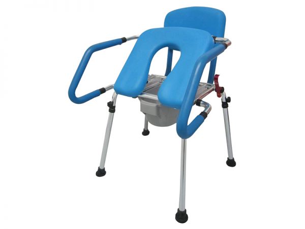 21" Aluminum Armrest Hip Push up Shower Commode Chair, Handrail Removable.