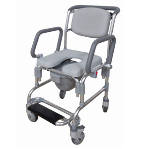 Mobile Multi-function Shower Commode Chair with 18" G-Shaped Double Lift up Armrests