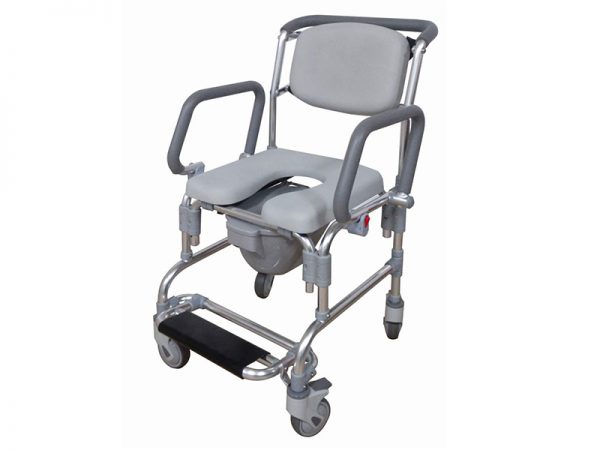 Mobile Multi-function Shower Commode Chair with 18" G-Shaped Double Lift up Armrests