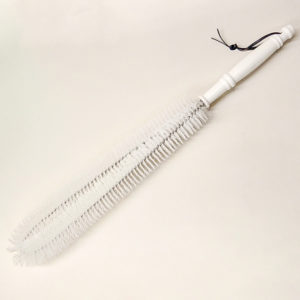 Extra Long Soft Nylon Shower Back Brush with White Plastic Handle