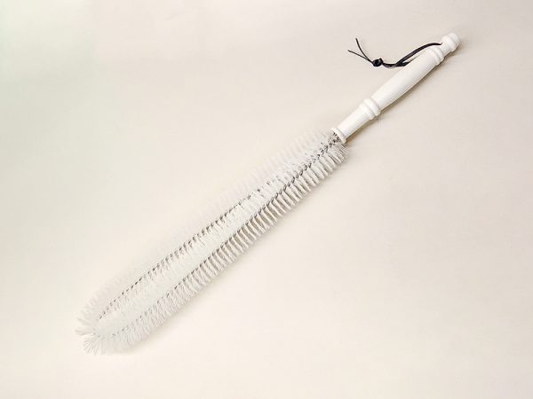 Extra Long Soft Nylon Shower Back Brush with White Plastic Handle