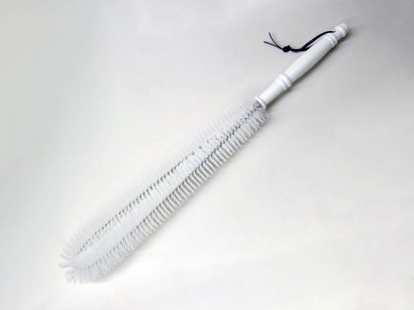 Extra Long Soft Nylon Shower Back Brush with White Plastic Handle