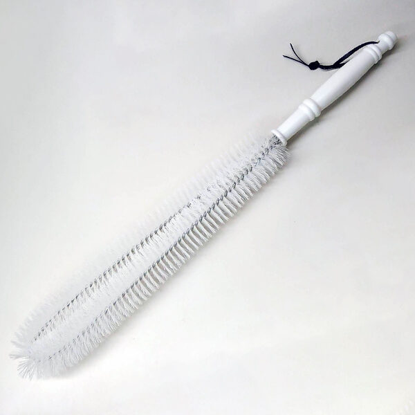 Extra Long Soft Nylon Shower Back Brush with White Plastic Handle