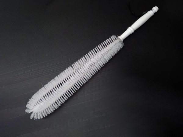 Extra Long Soft Nylon Shower Back Brush with White Plastic Handle